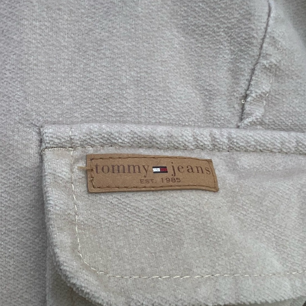 Tommy Jeans Vintage Velvet Trench Coat Khaki Cream Med Cute Great Condition - Picture 6 of 14